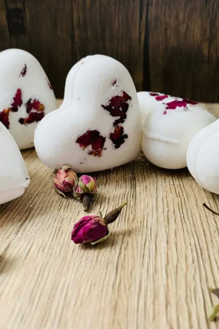 Organic Rose Heart Bath Bomb, Valentine’s Day Bridal Shower