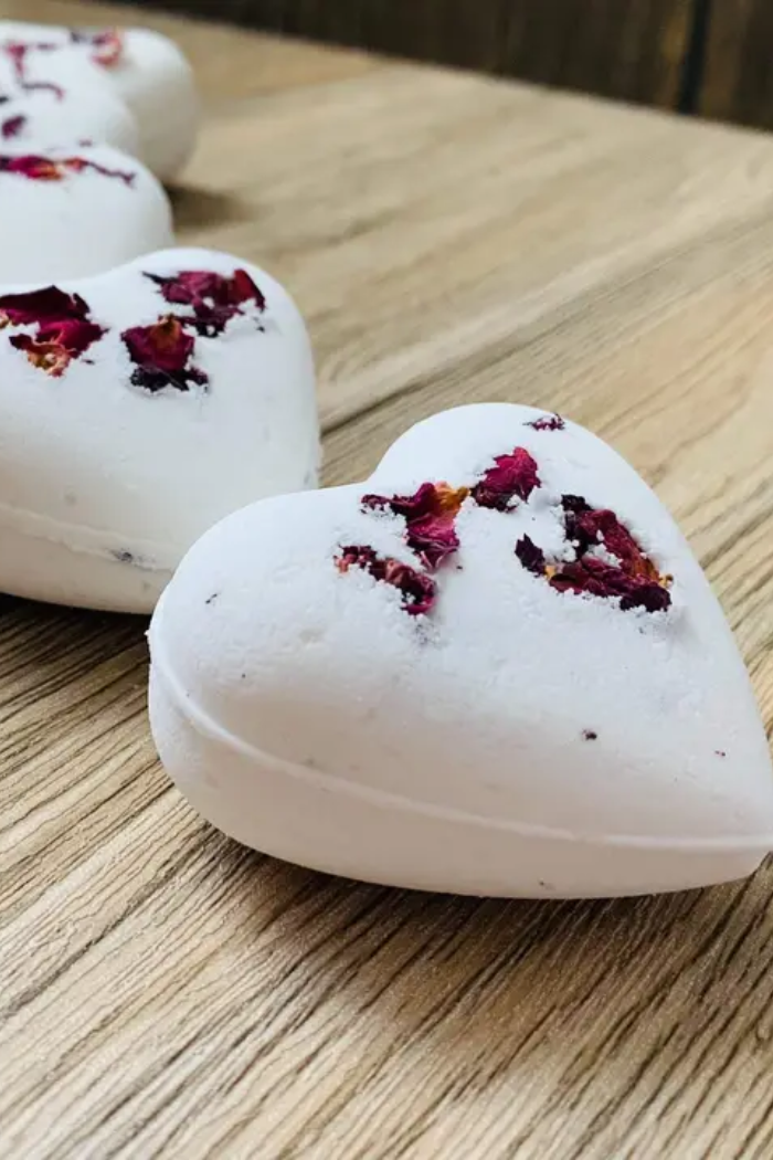 Organic Rose Heart Bath Bomb, Valentine’s Day Bridal Shower