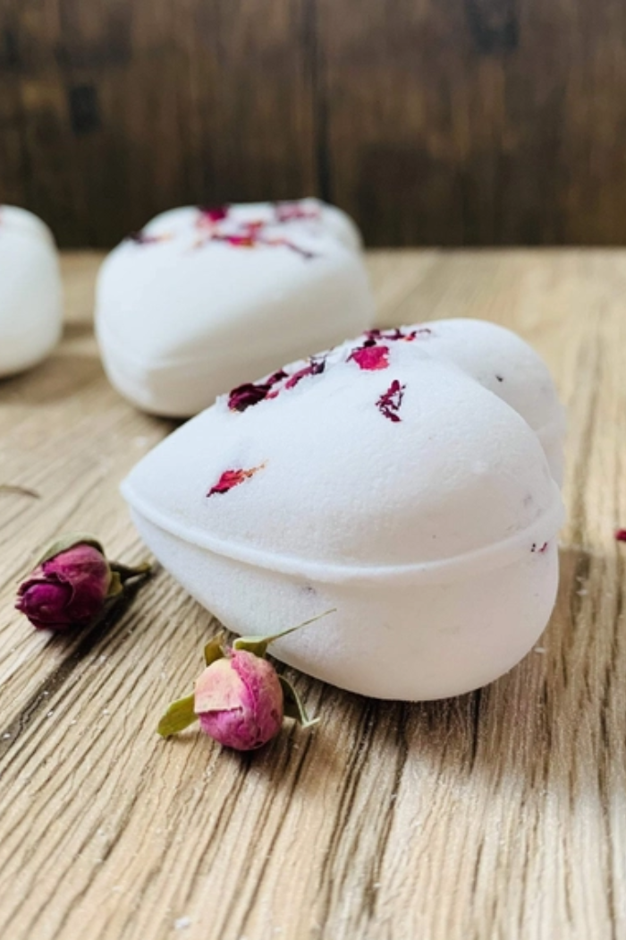 Organic Rose Heart Bath Bomb, Valentine’s Day Bridal Shower