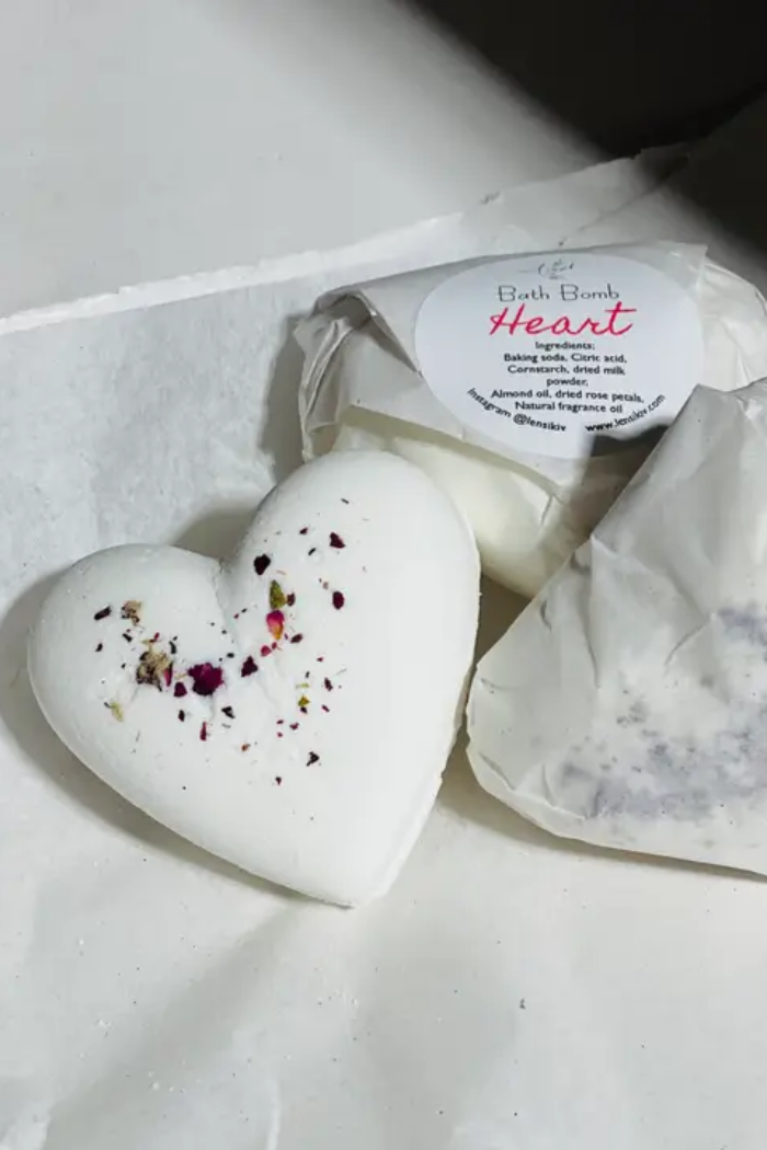 Organic Rose Heart Bath Bomb, Valentine’s Day Bridal Shower