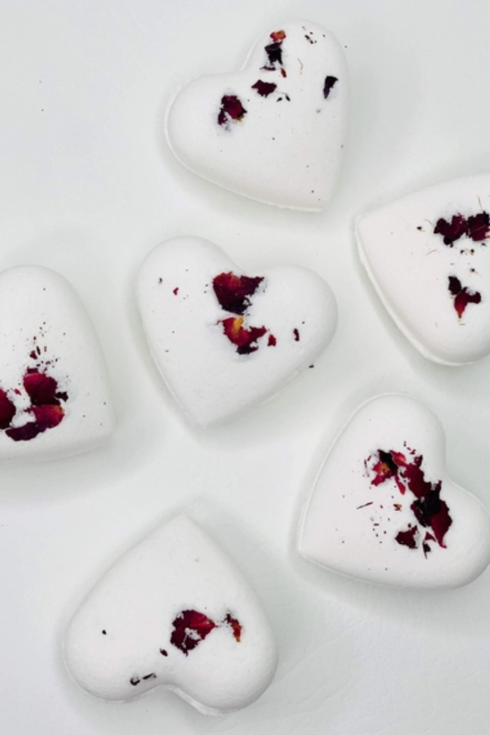 Organic Rose Heart Bath Bomb, Valentine’s Day Bridal Shower