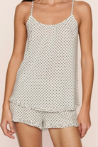 Eberjey Gisele Ruffle Cami & Shortie Short Set — Tide Dot Ivory