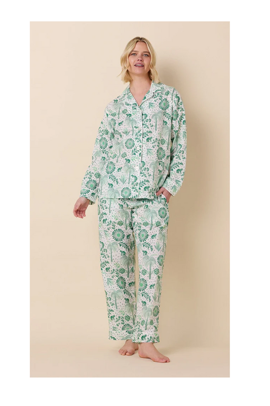 Palmera Green Luxe Pima Long Pajama Set | The Cat's Pajamas