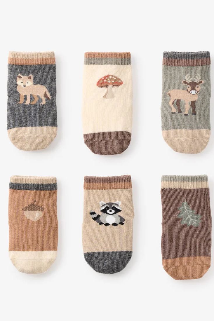 Wilderness Non-Slip Baby Socks 6-Pack | Elegant Baby