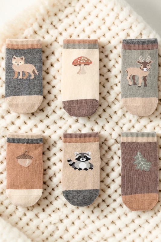 Wilderness Non-Slip Baby Socks 6-Pack | Elegant Baby