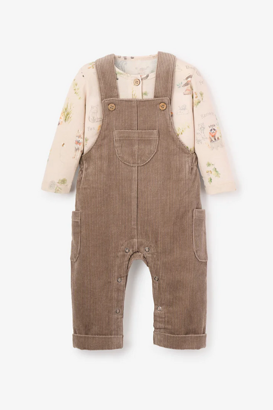 Wilderness Henley and Corduroy Overall Baby Set | Elegant Baby