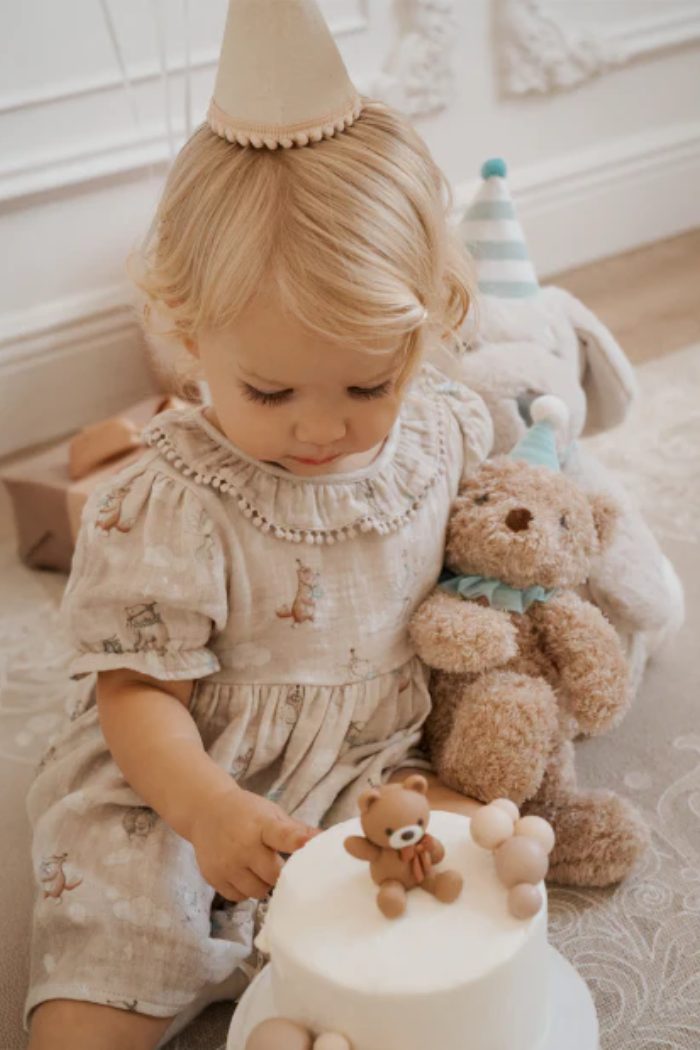 Birthday Print Organic Cotton Muslin Dress | Elegant Baby