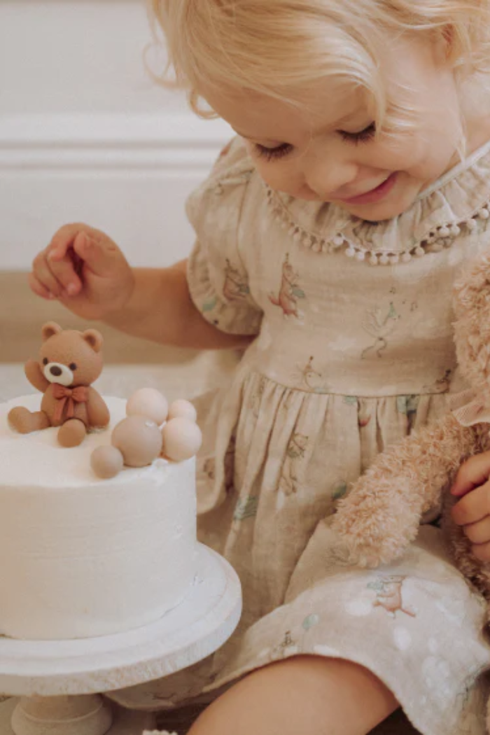 Birthday Print Organic Cotton Muslin Dress | Elegant Baby
