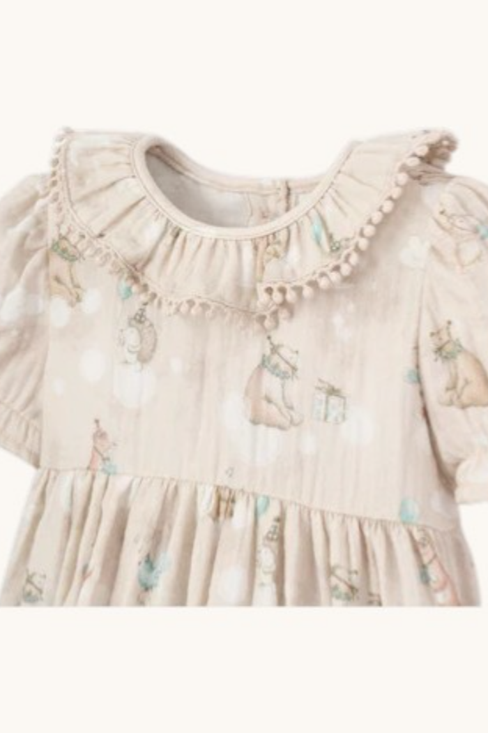 Birthday Print Organic Cotton Muslin Dress | Elegant Baby