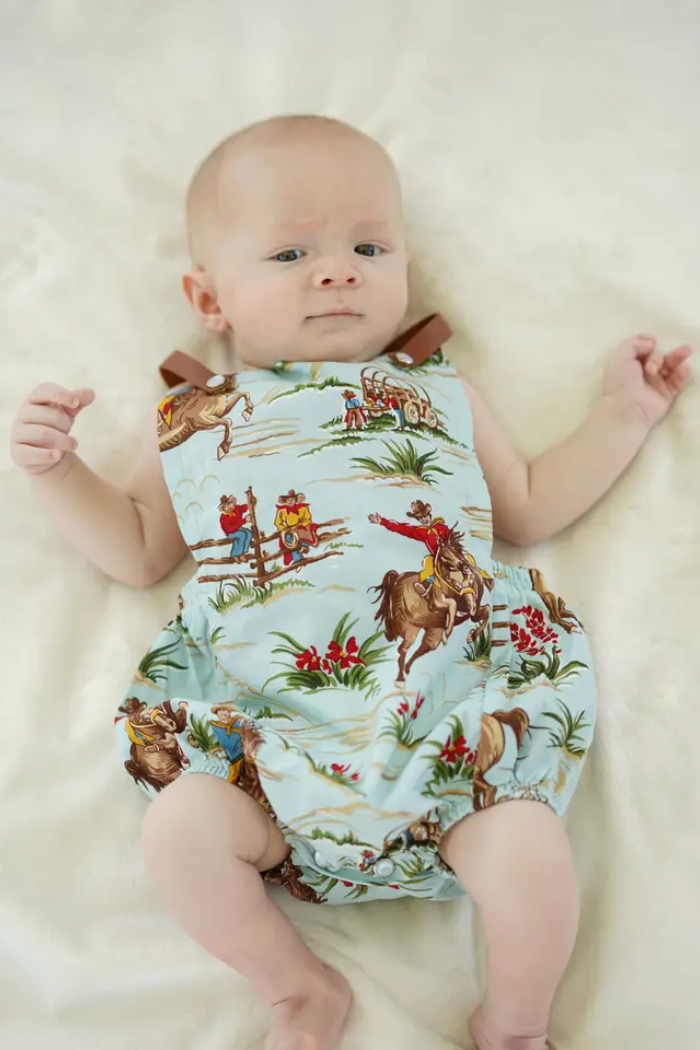 Cowboy Leather Strap Bubble Romper