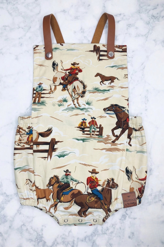 Cowboy Leather Strap Bubble Romper