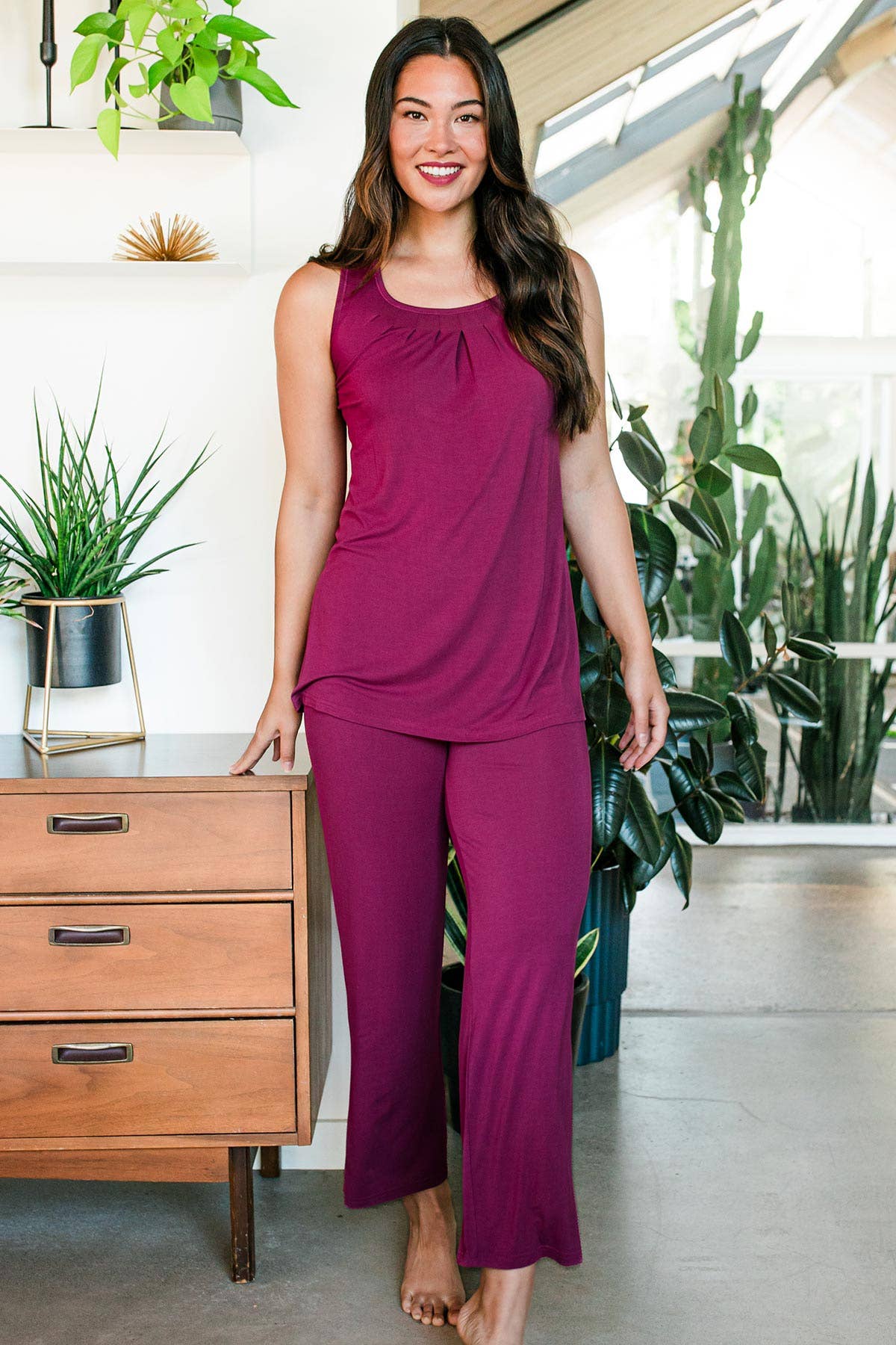 Delia Gathered Tank Bamboo Pajama Set | Yala