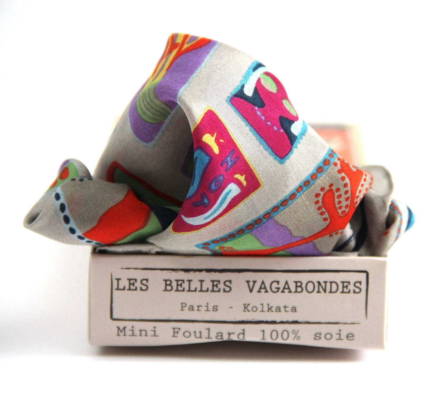 Postcard Marine Mini Silk Scarf | Les Belles Vagabondes