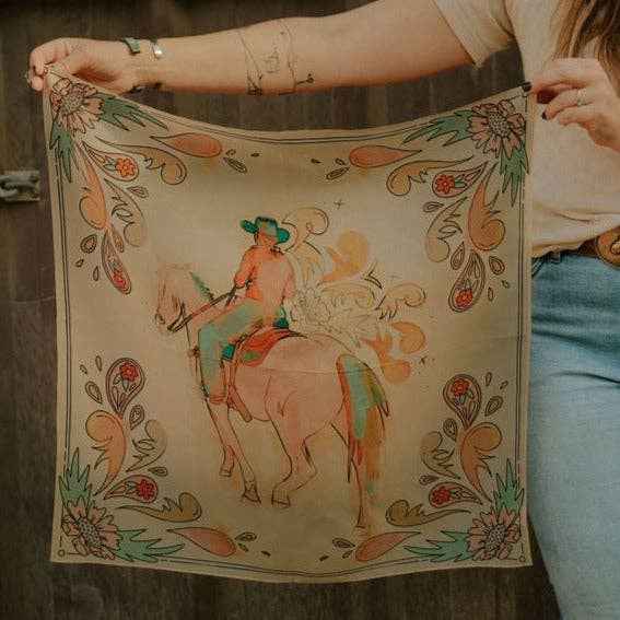 Summer ride: western scarf bandana silk tencel cowgirl wild rag