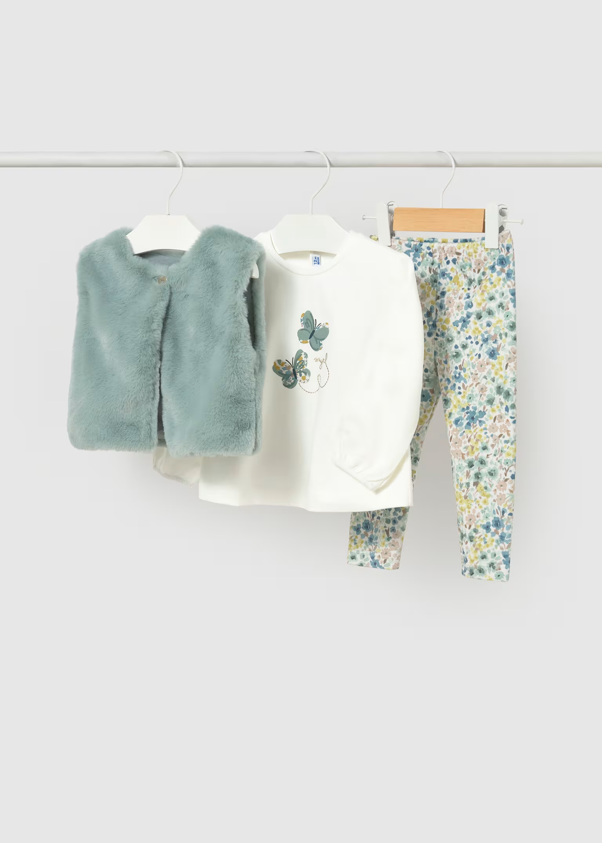 Baby Faux Fur Vest 3-piece Set | Mayoral