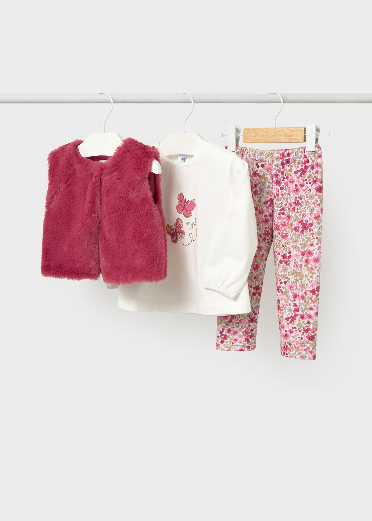Baby Faux Fur Vest 3-piece Set | Mayoral