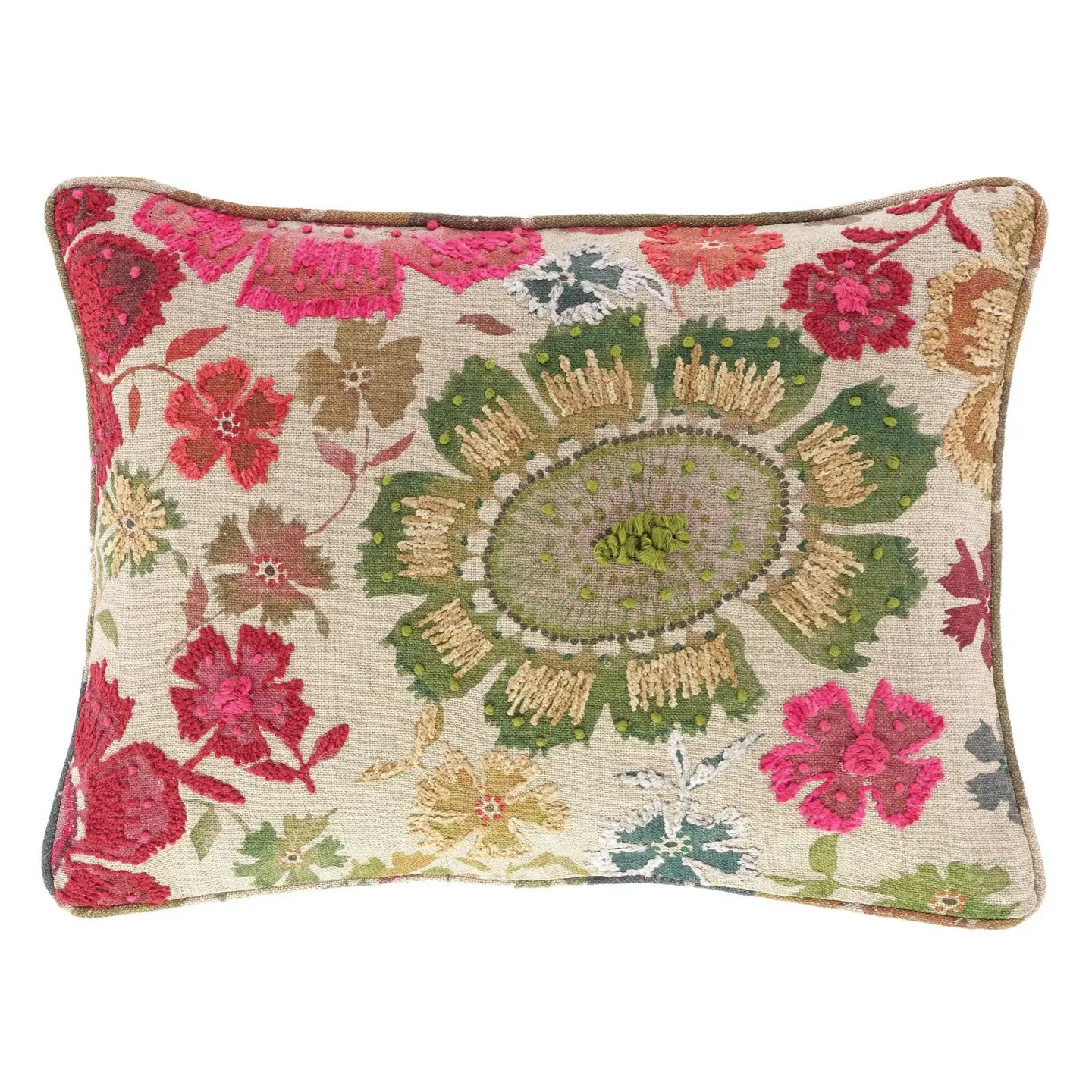 Peruvian Floral Embroidered Multi Pillow 16" Lumbar | Annie Selke