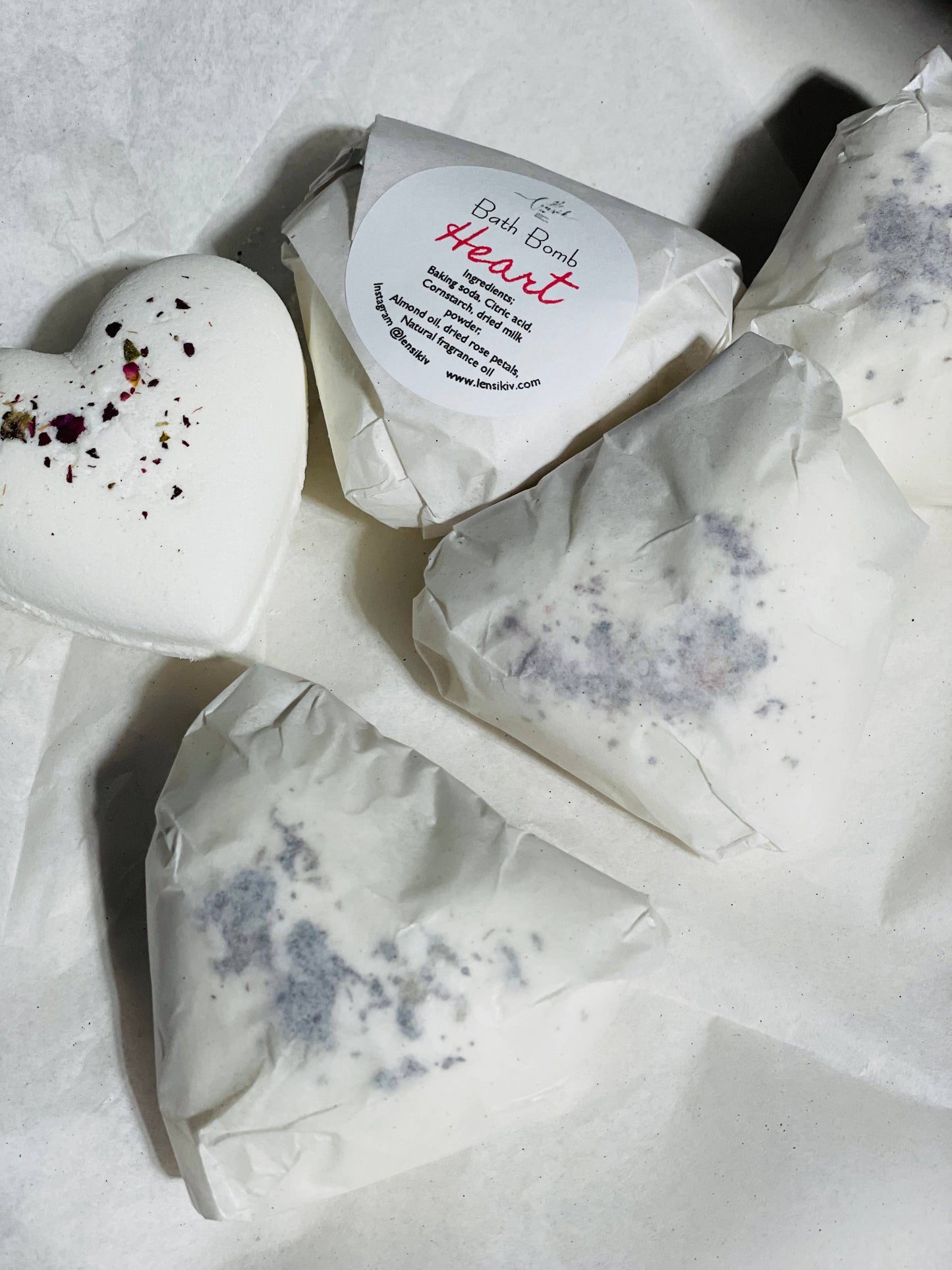 Organic Rose Heart Bath Bomb