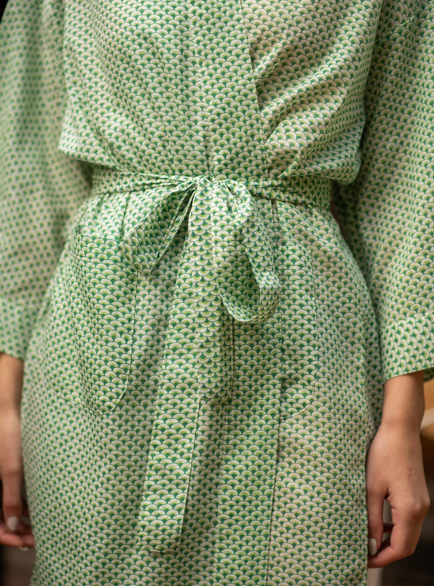 Scales Light and Dark Green Kimono