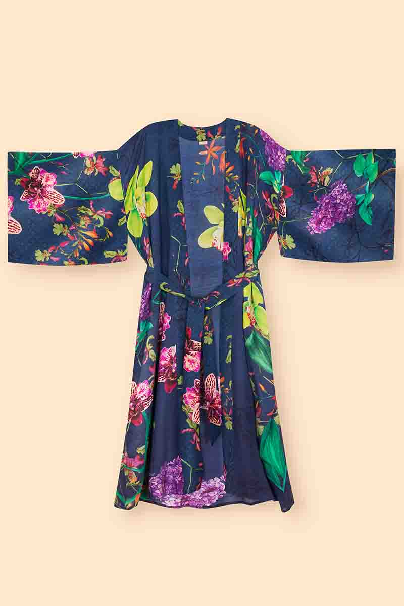 Exotic Evening Ink Kimono Gown | Powder Design