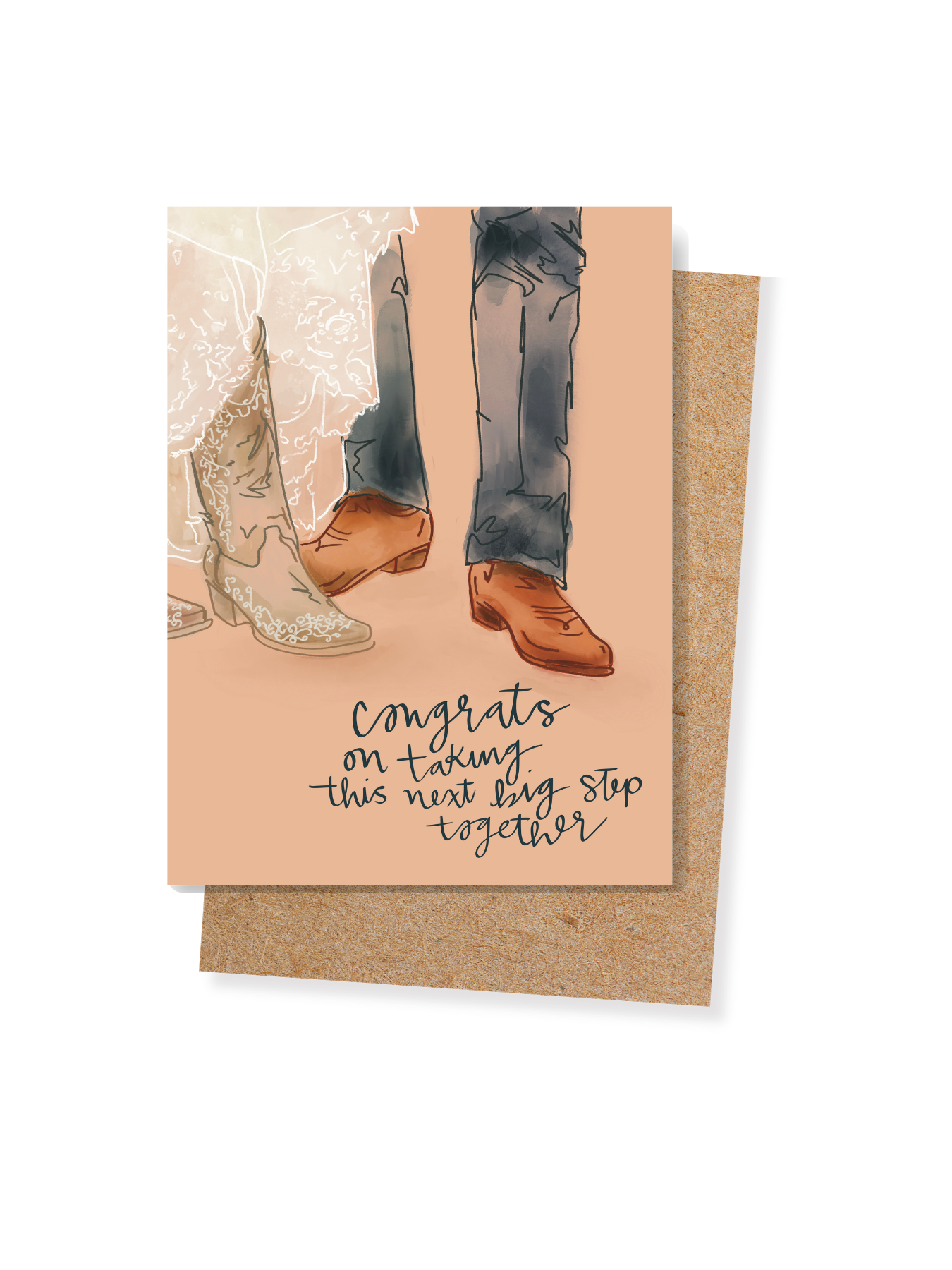 Congrats on taking the next step western wedding card