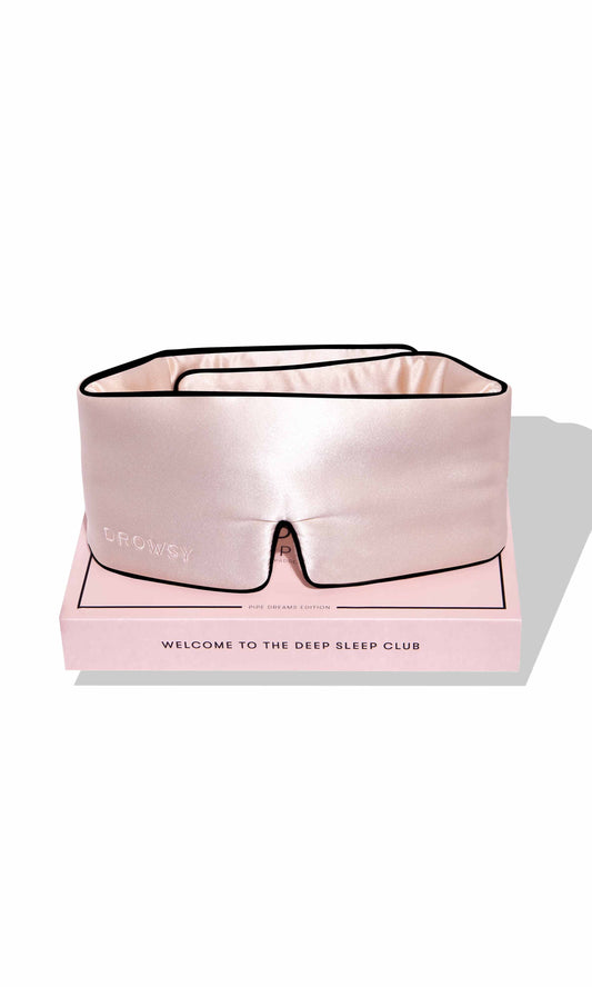 Silk Sleep Mask | Sunset Pink with Black Piping