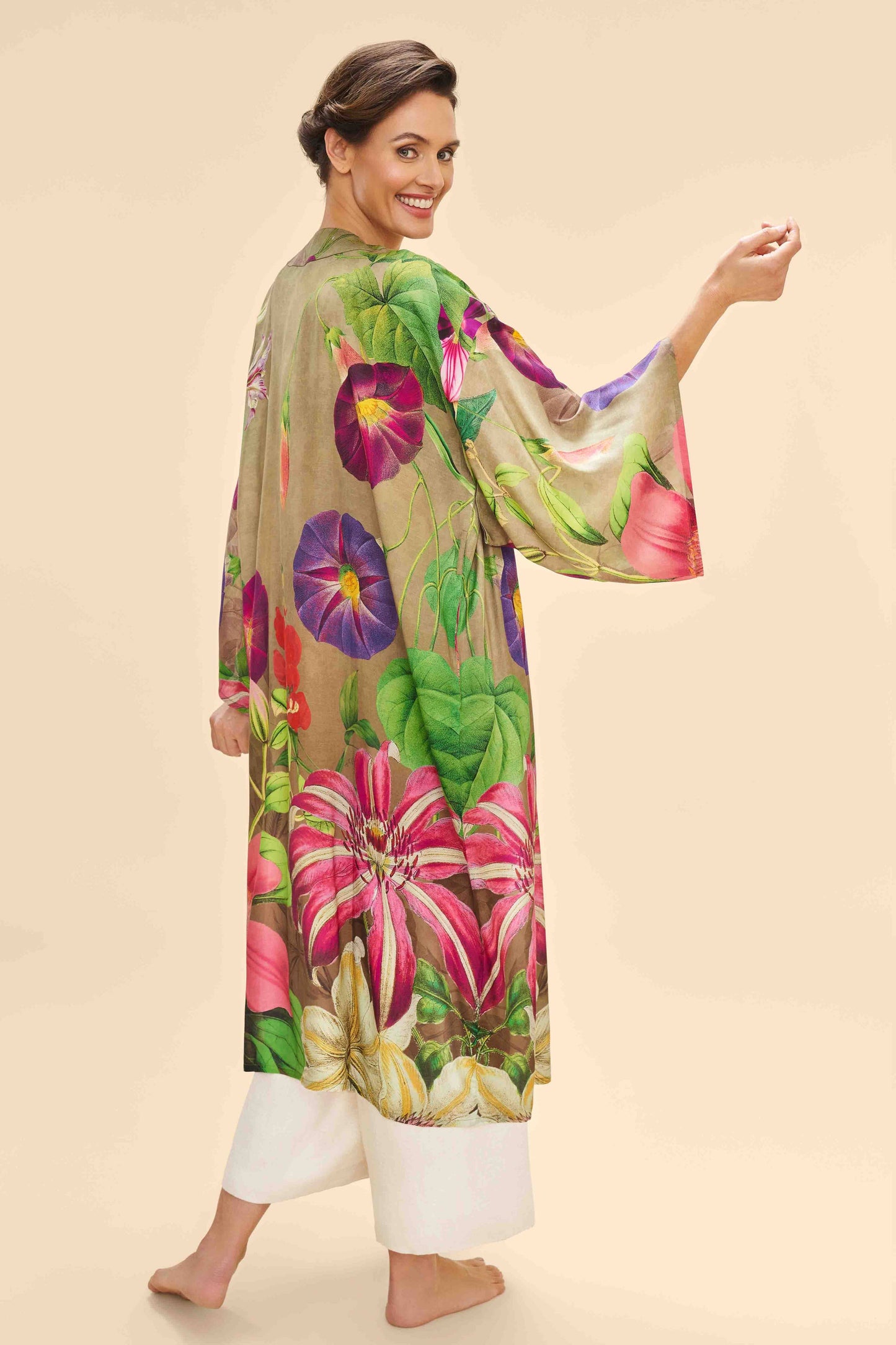 Oversized Botanicals Kimono Gown | Powder Design