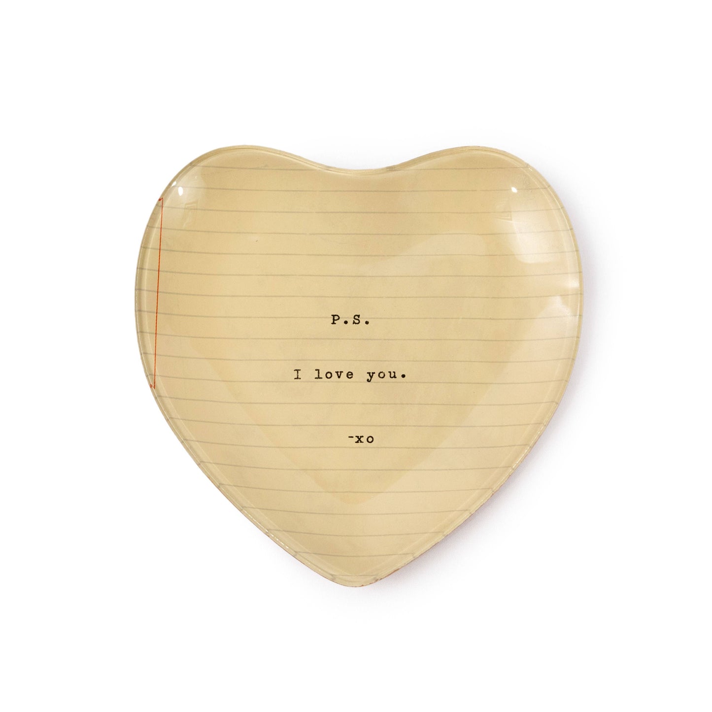 PS I Love You - Small Heart Decoupage Plate