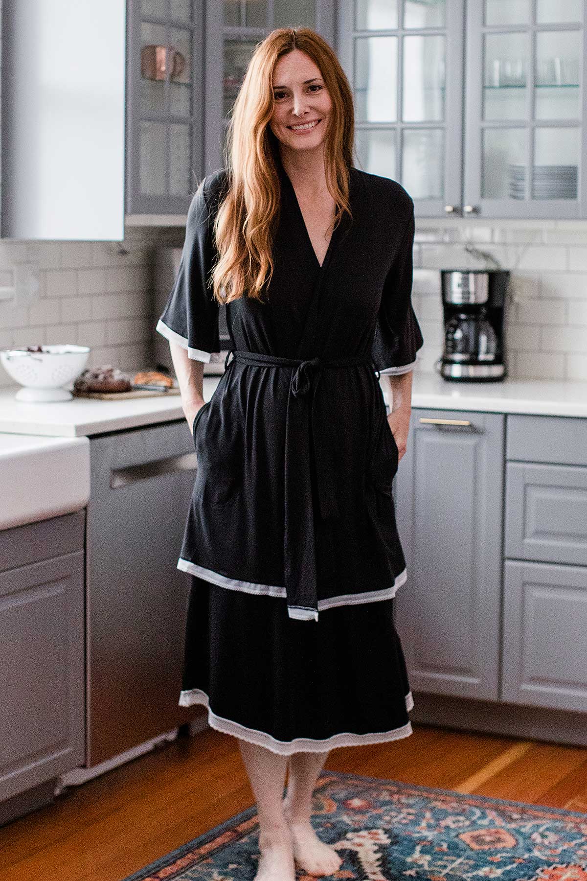 Savannah Lace Kimono Sleeve Belted Bamboo Robe | Yala