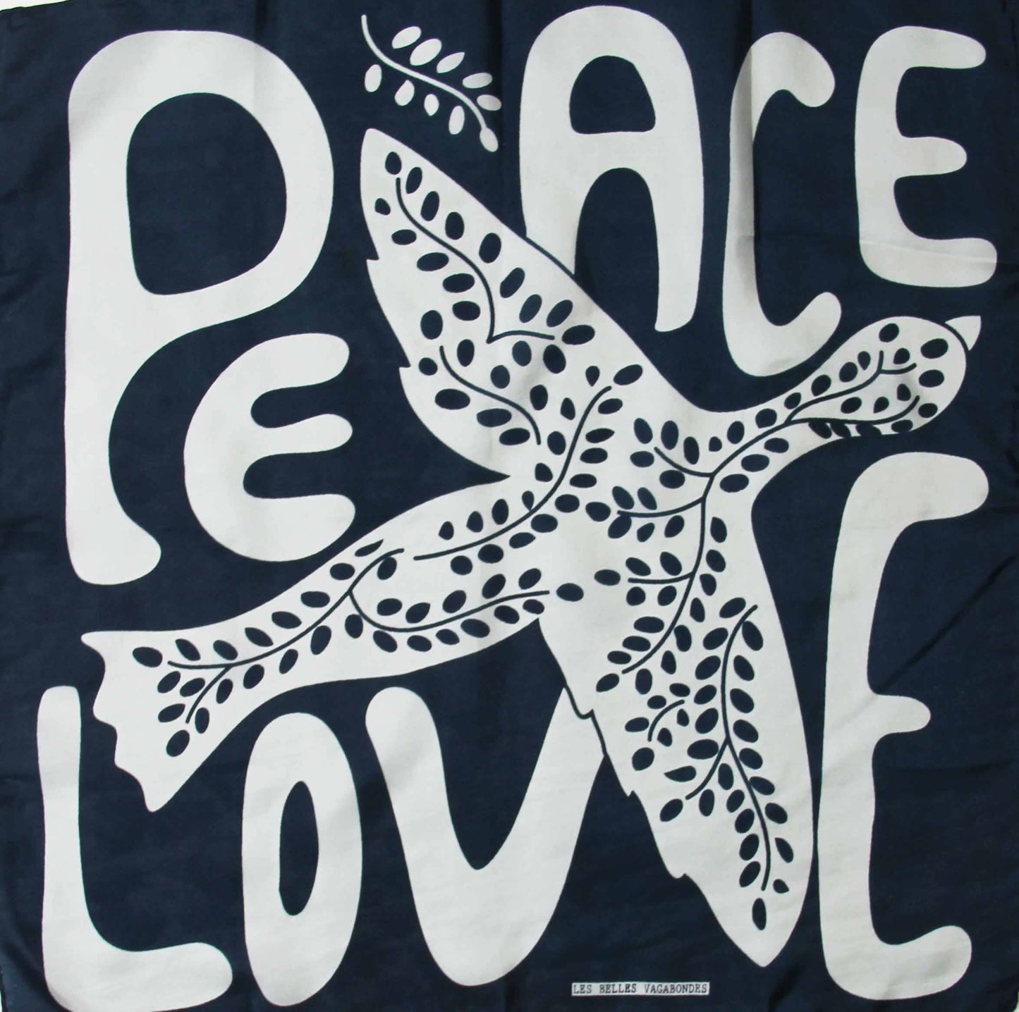 Peace and Love Marine Navy Mini Silk Scarf | Les Belles Vagabondes
