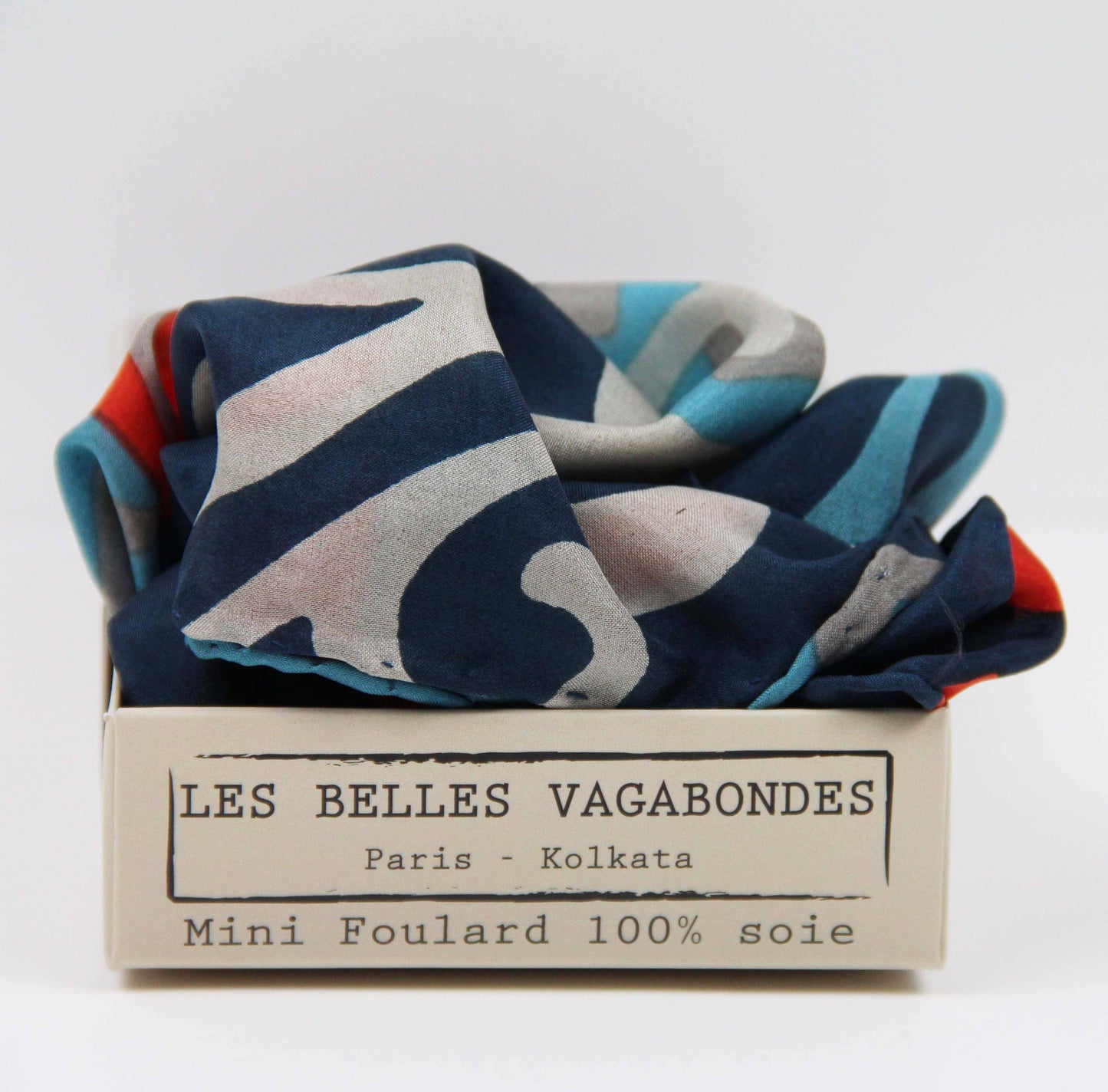 Sakura Marine Mini Silk Scarf | Les Belles Vagabondes