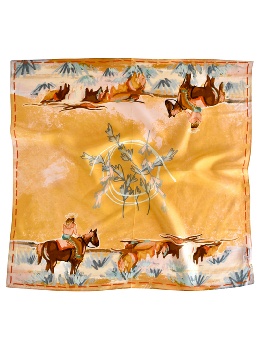 Longhorn Open Range Cowgirl Wild Rag | Silk & Tencel Western Scarf