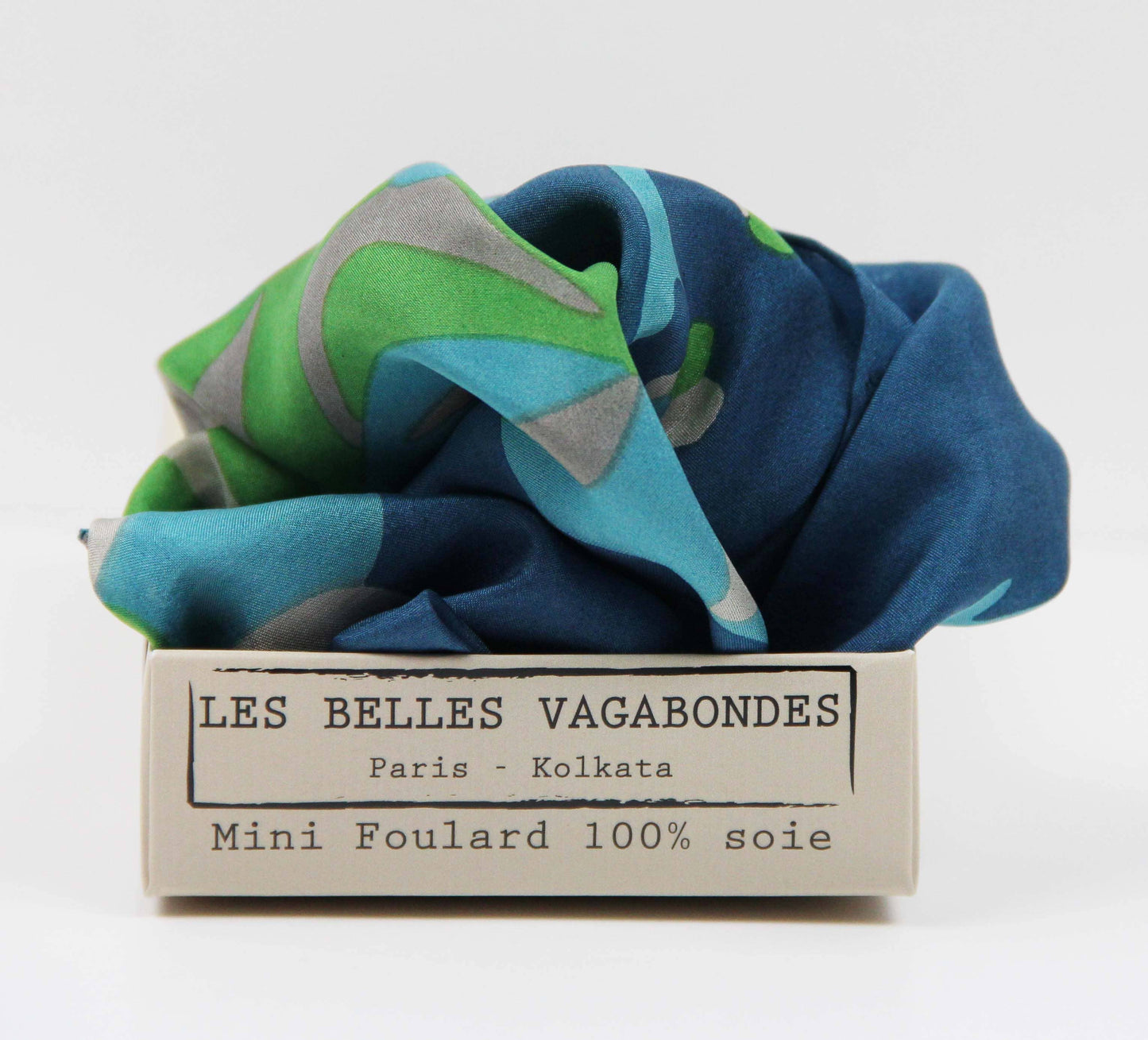 Sakura Blue Mini Silk Scarf | Les Belles Vagabondes