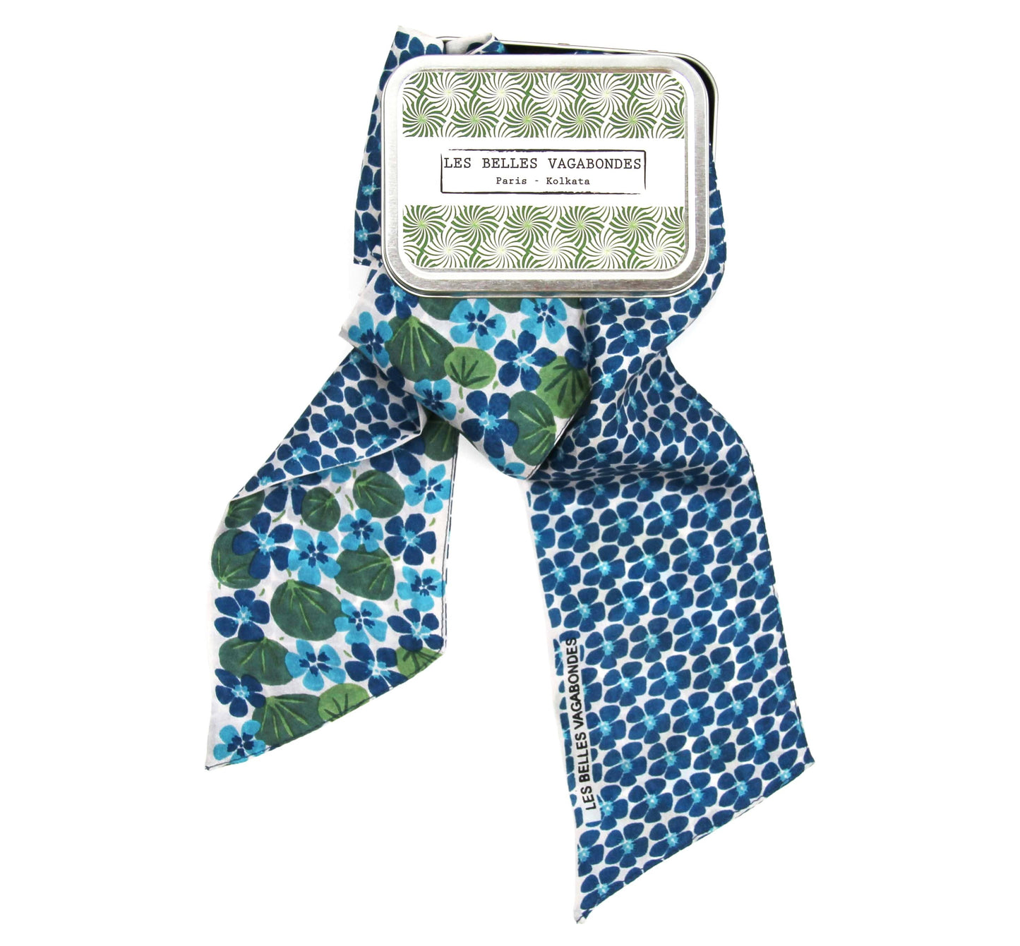Petal Blue Silk Headband | Les Belles Vagabondes