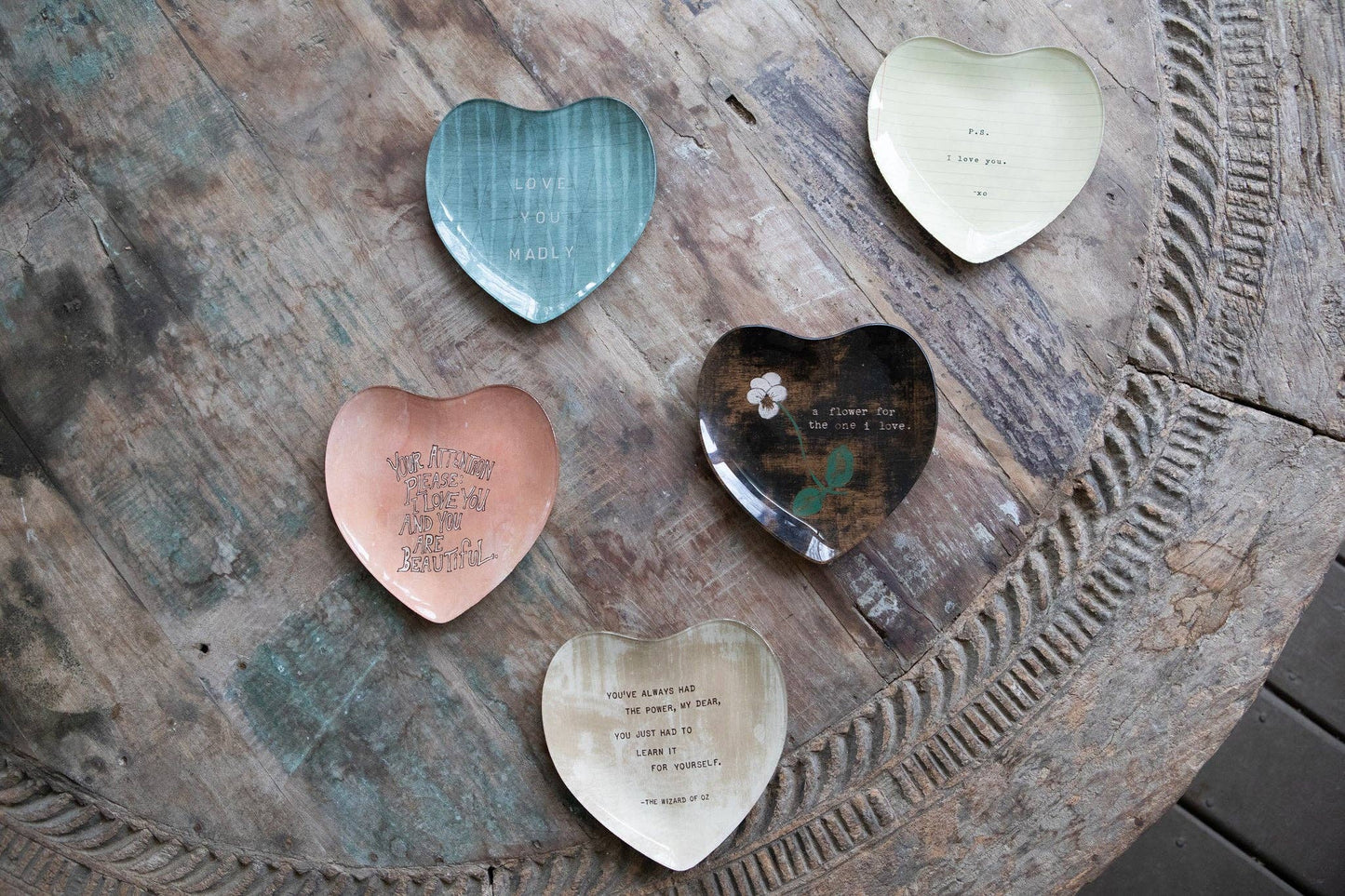 PS I Love You - Small Heart Decoupage Plate