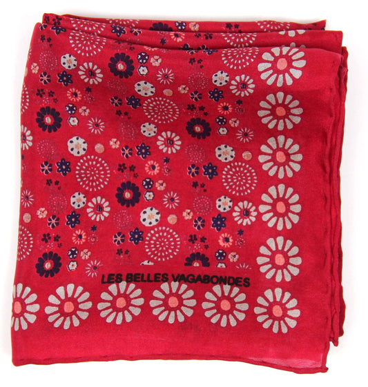 Hanami Red Mini Silk Scarf | Les Belles Vagabondes