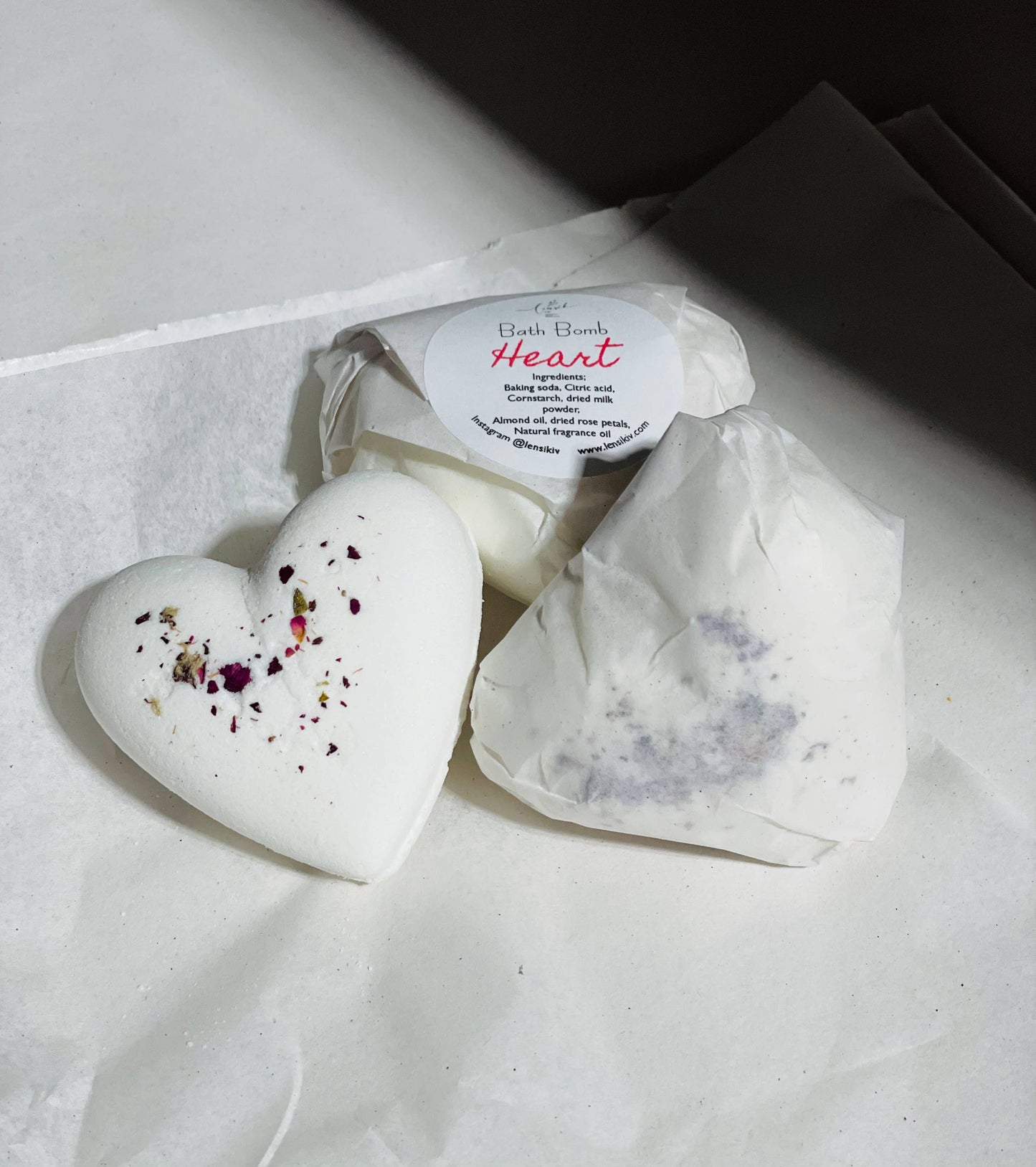 Organic Rose Heart Bath Bomb