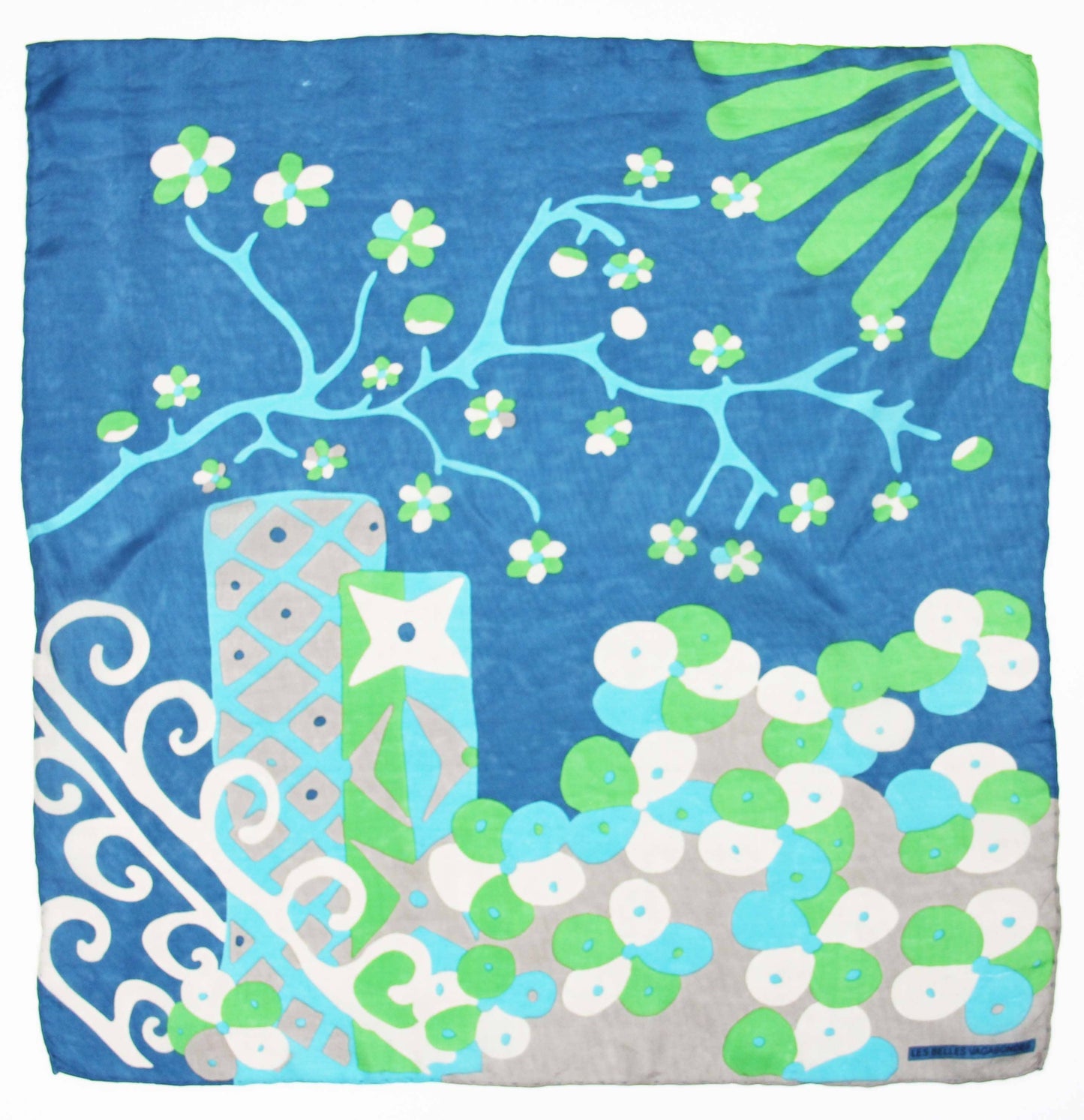 Sakura Blue Mini Silk Scarf | Les Belles Vagabondes