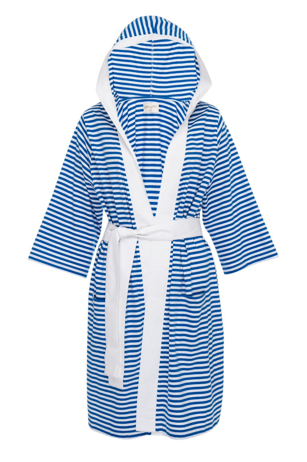 Seaside serenity stripe organic hooded short robe
