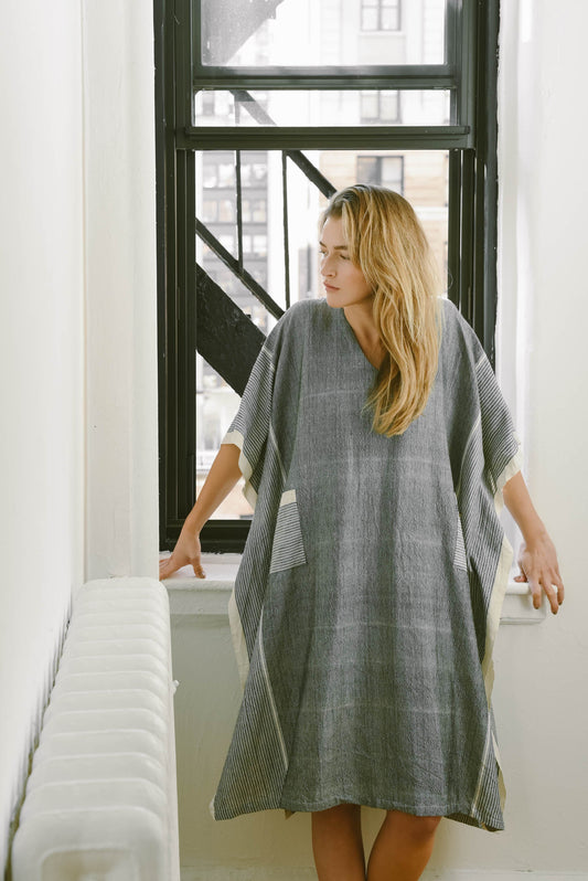 Grey Stripe Tribeca V-Neck Kaftan | Home & Loft