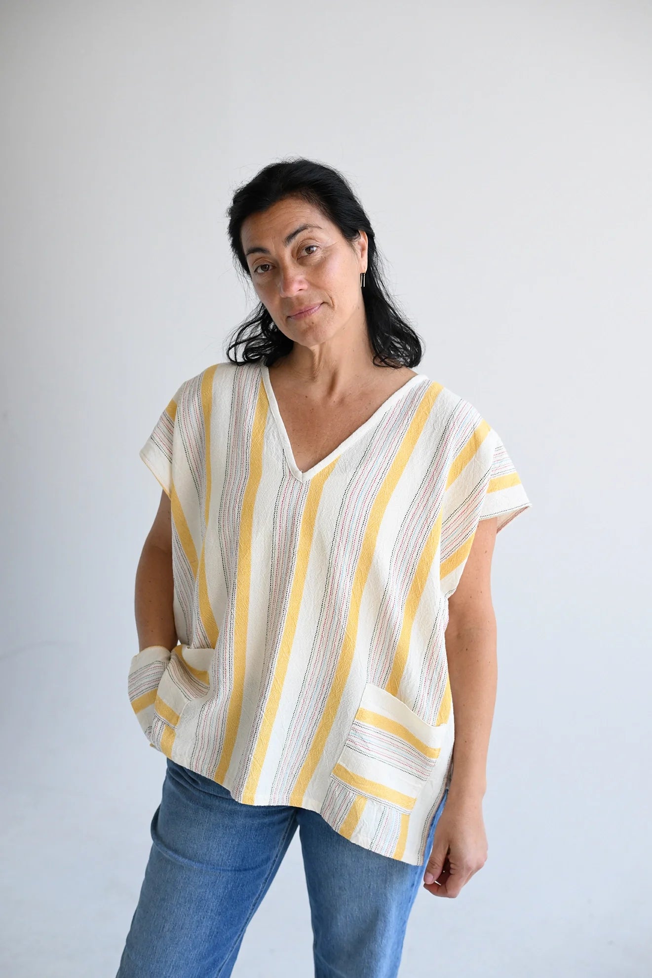 Yellow Ivory Montauk Short V-Neck Kaftan | Home & Loft