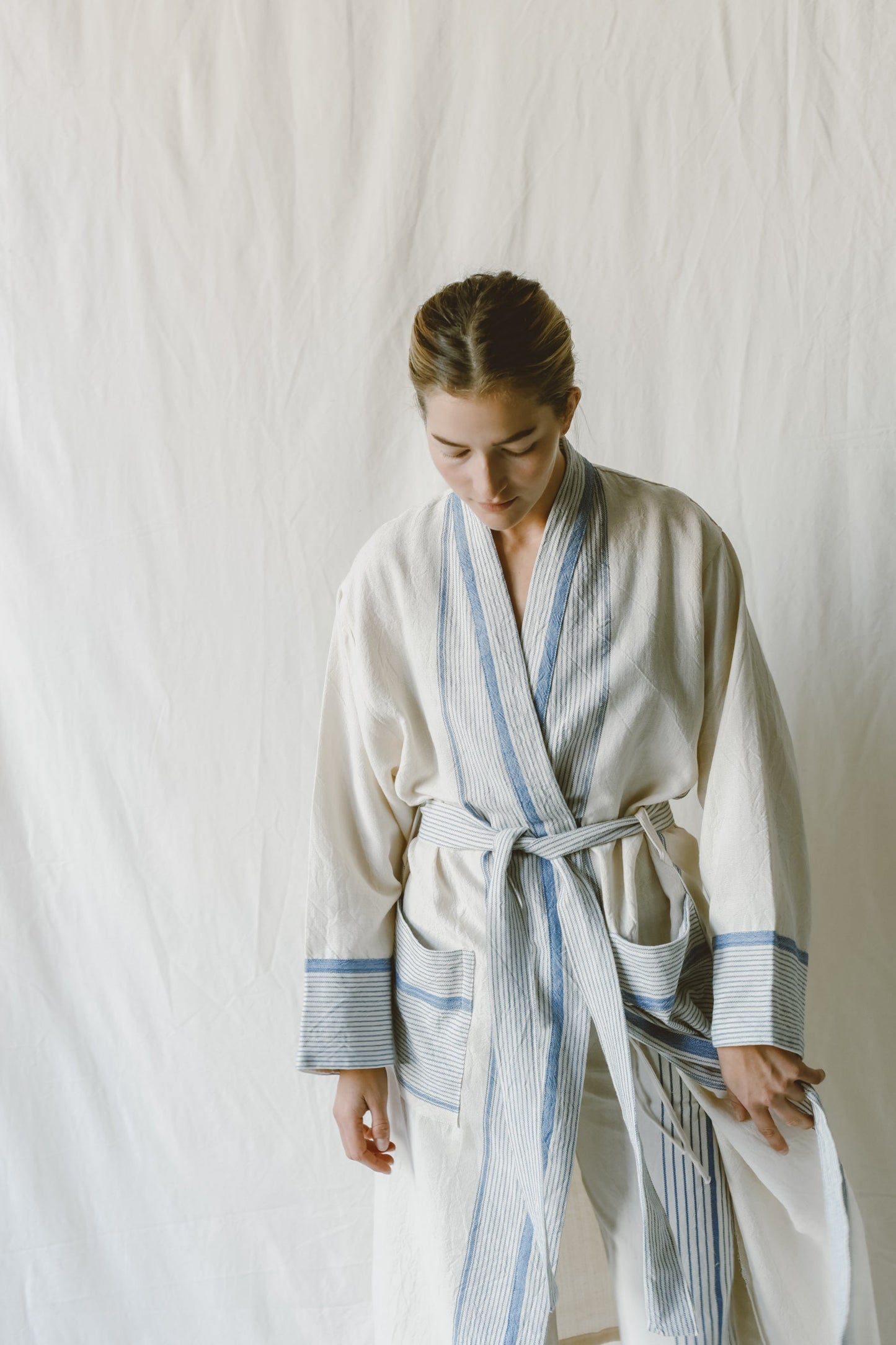 Ivory Blue Tribeca Long Bathrobe | Home & Loft