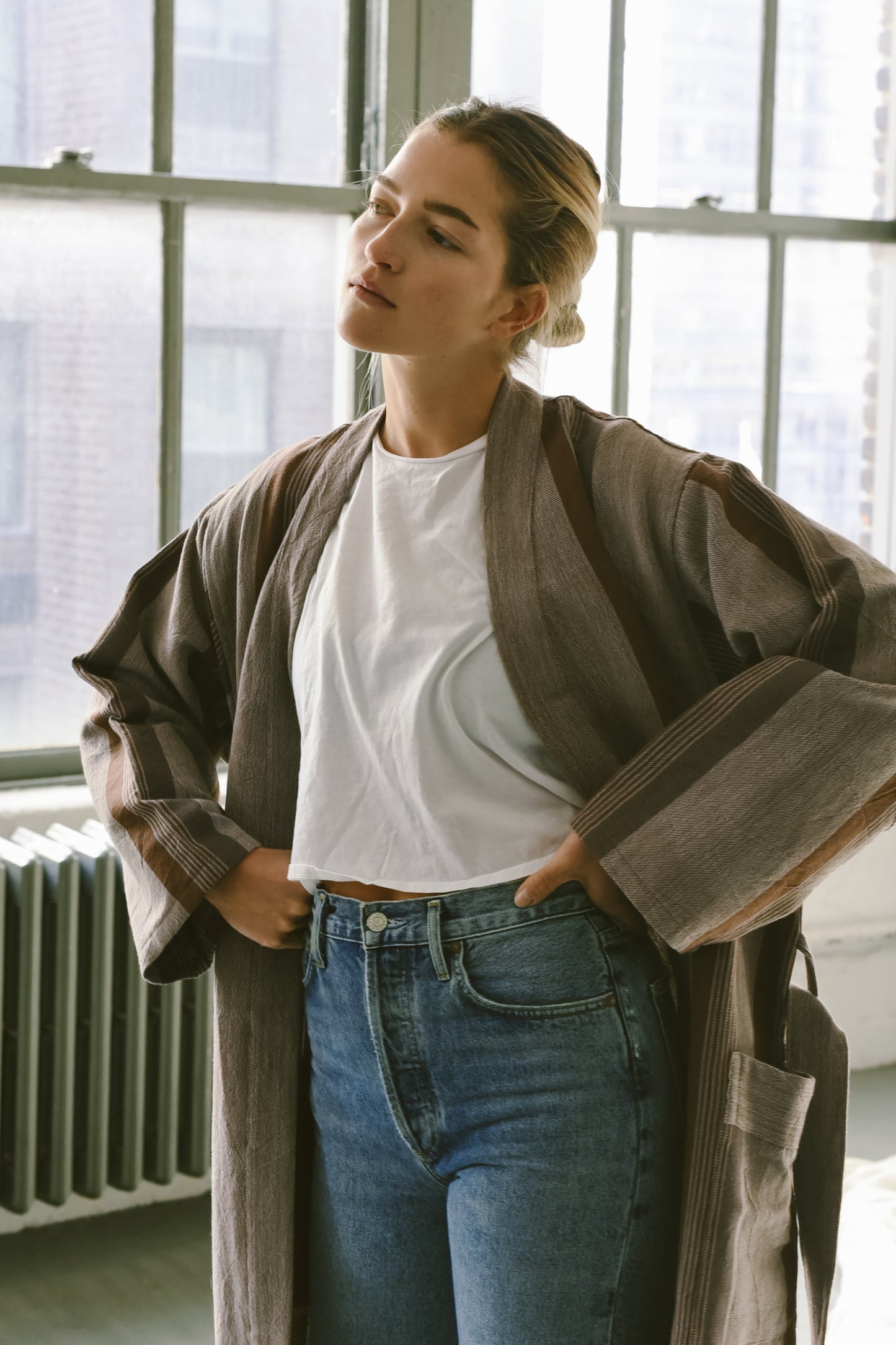 Brown Grey Nomad Long Bathrobe | Home & Loft