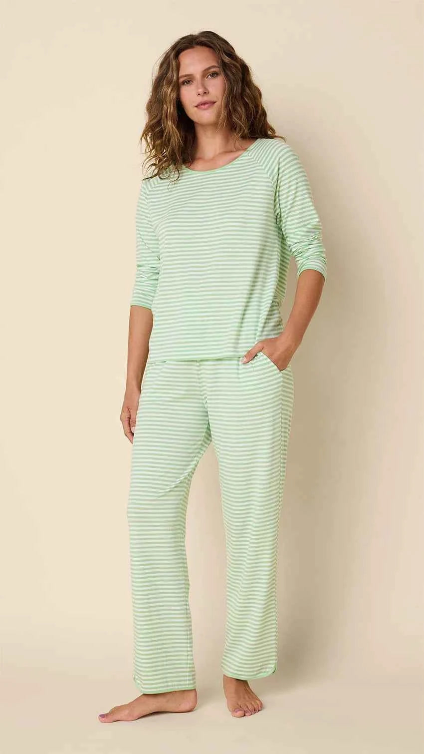 Green Stripe Pajama Set | The Cats Pajamas