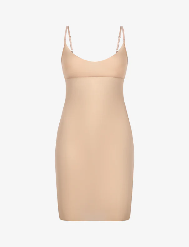 Commando Featherlight Control Full Slip in Beige, product-only front view