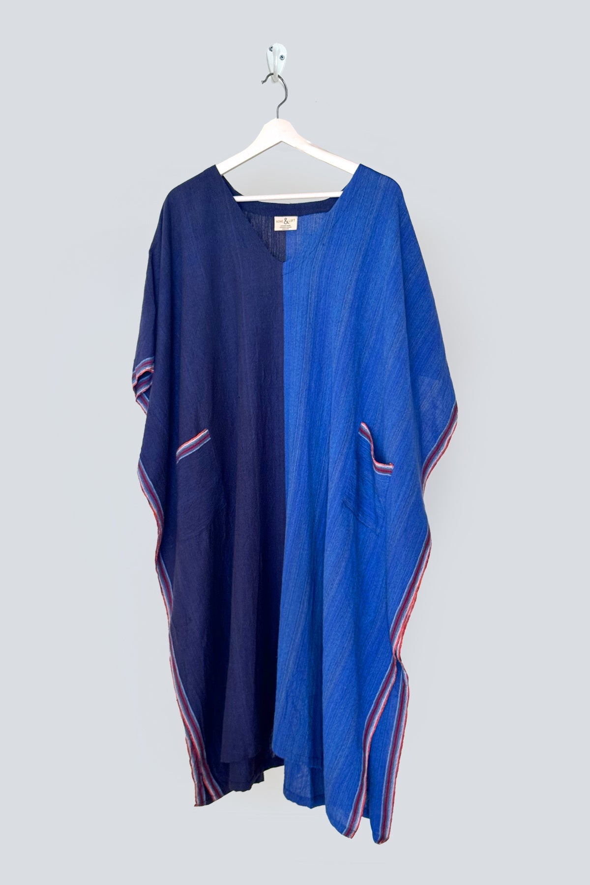 Aegean Blue Tonal V-Neck Kaftan | Home & Loft