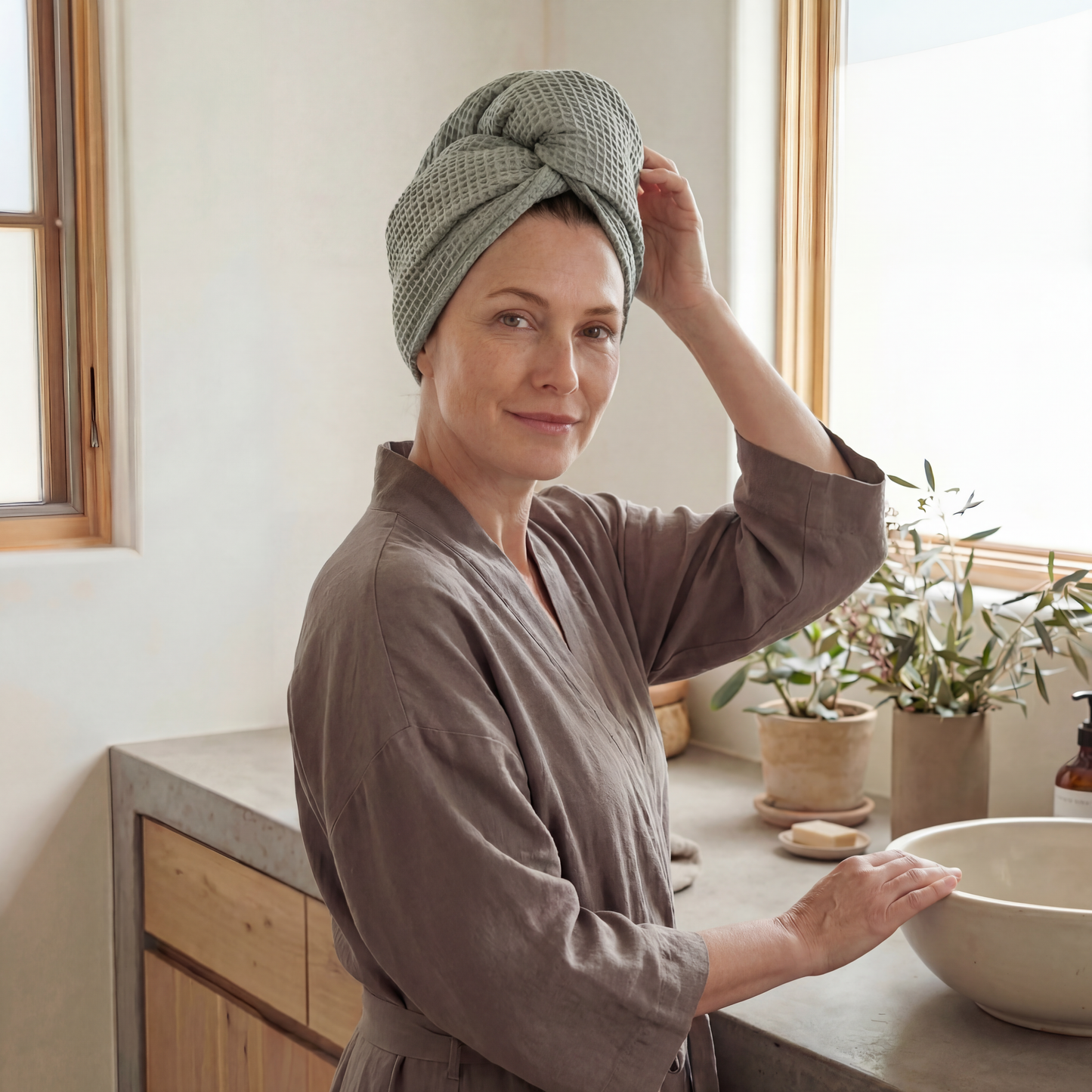 Bamboo Waffle Hair Towel