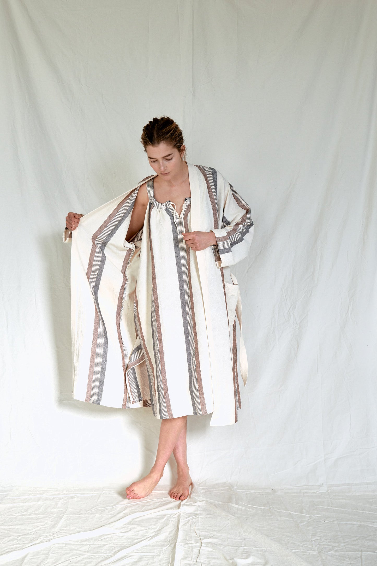 Brown Cream Nomad Long Bathrobe | Home & Loft