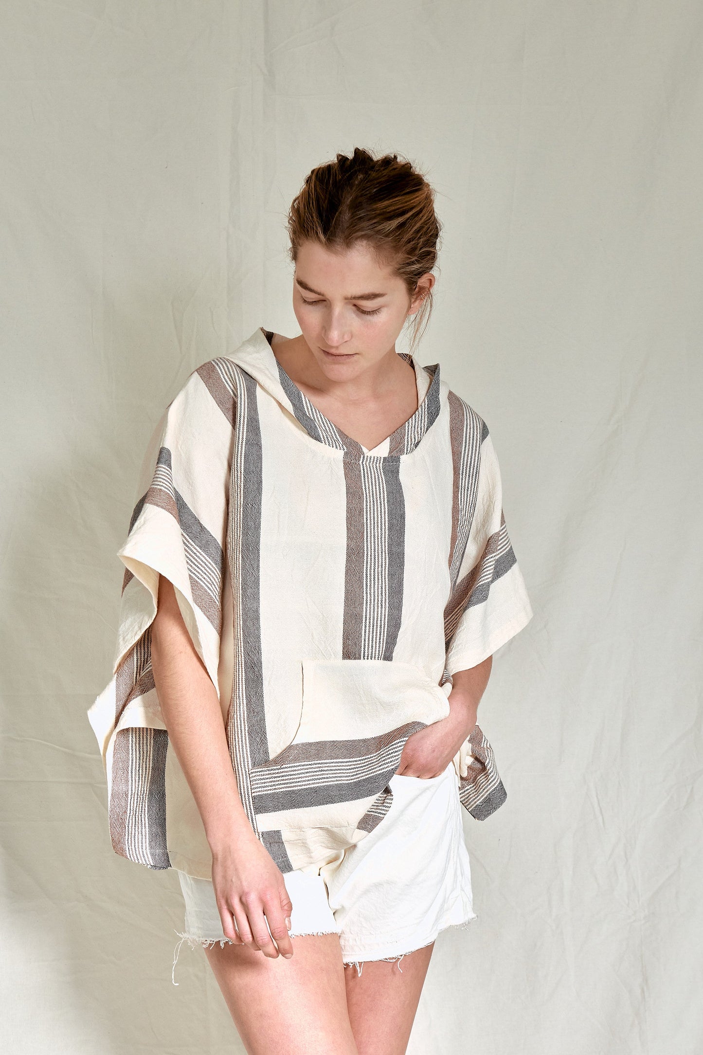 Brown Cream Nomad Poncho | Home & Loft