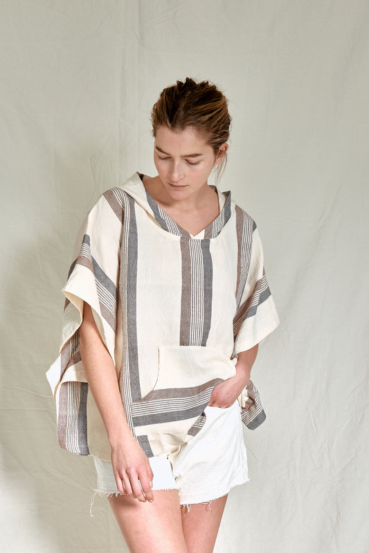 Brown Cream Nomad Poncho | Home & Loft